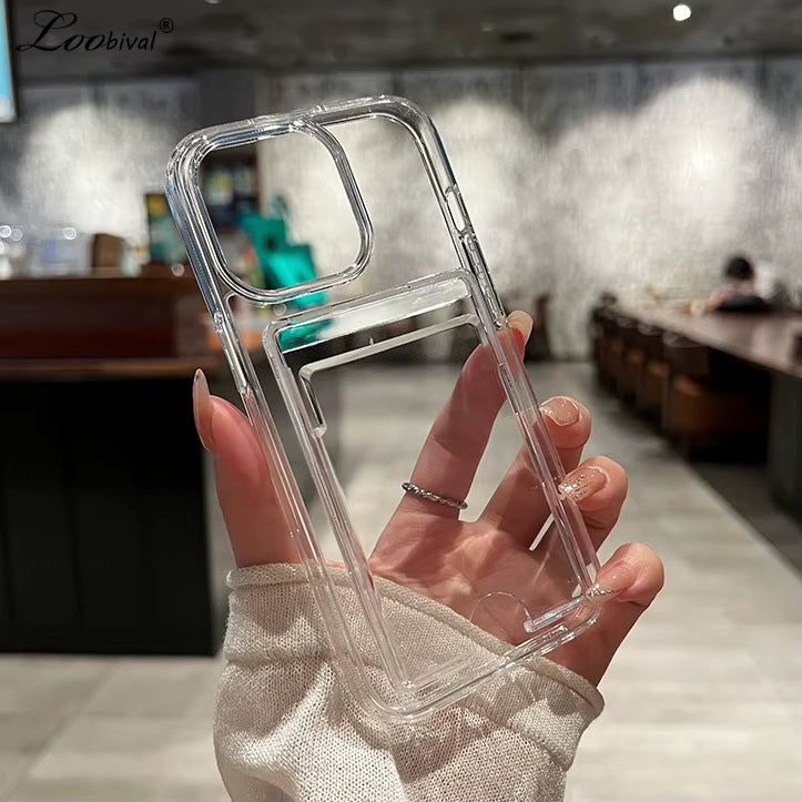 Étui Transparent avec porte-carte, étui portefeuille souple antichoc