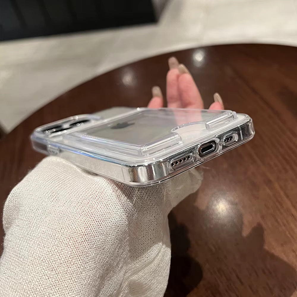Étui Transparent avec porte-carte, étui portefeuille souple antichoc